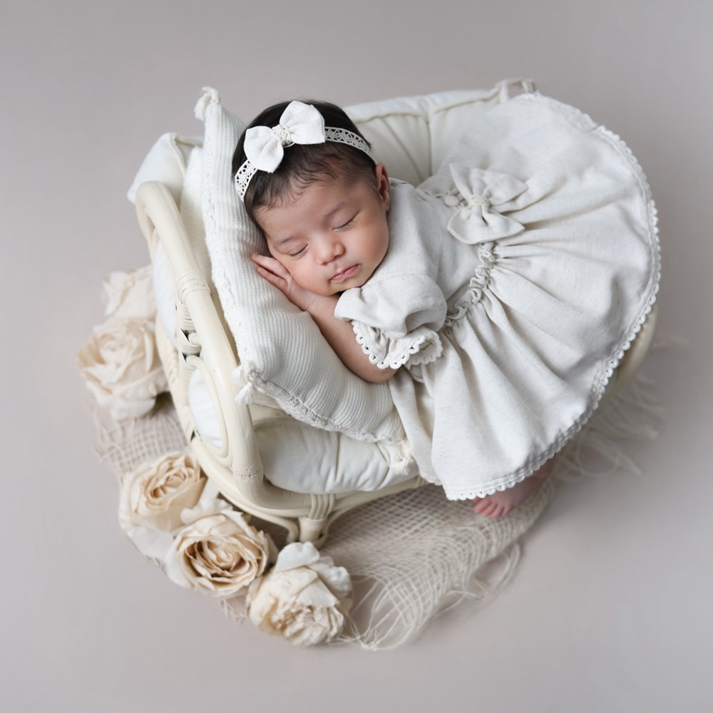 Baby Products Expo - Pasgeboren fotografie rekwisieten babymeisjeskleding kanten rug